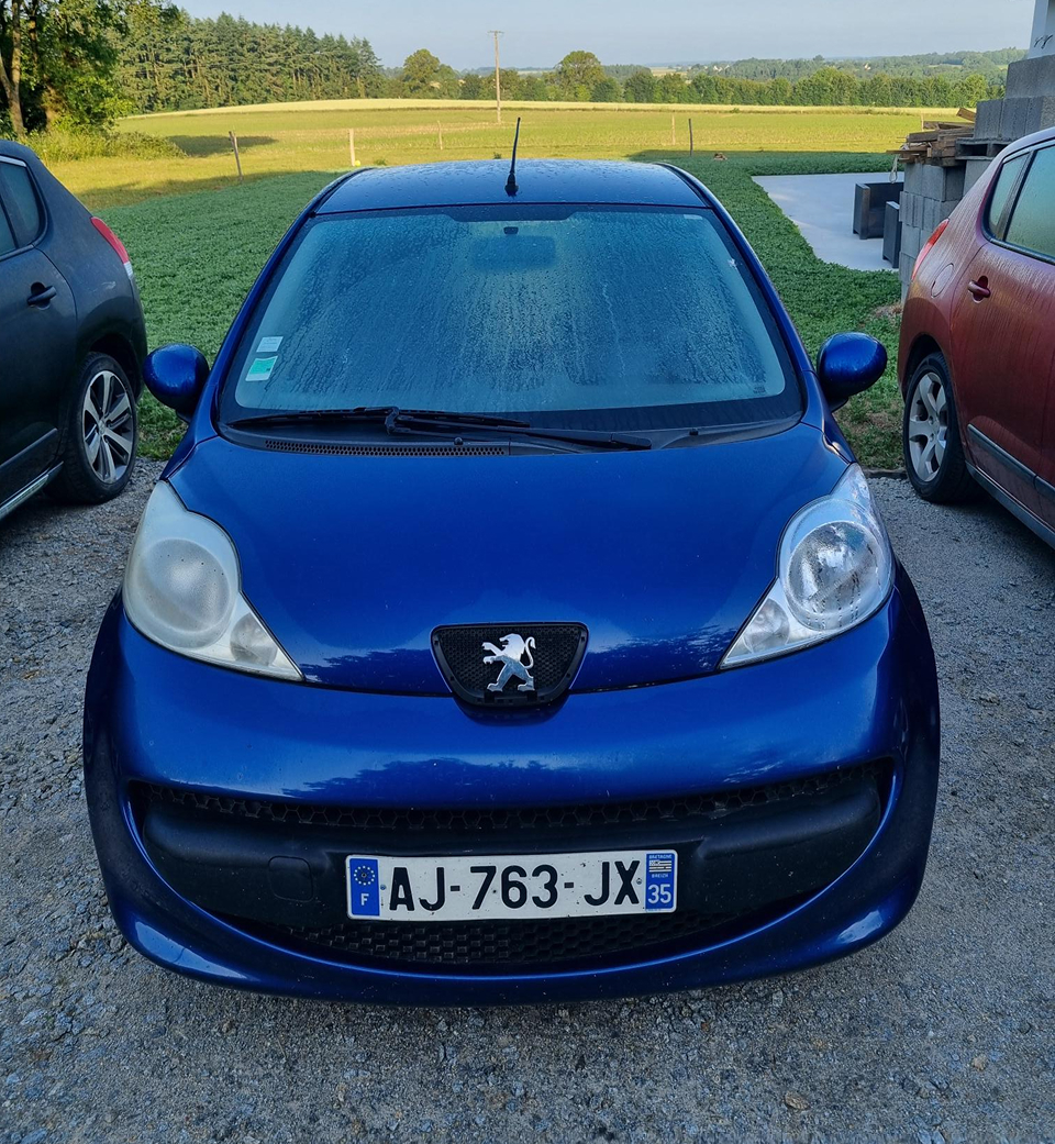 Voiture Peugeot bleue en attente de location